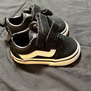 Vans Kids Black and White Velcro Sneakers